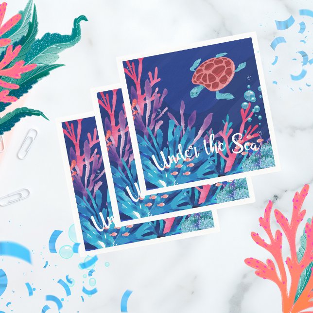 Under The Sea Ocean 1st Baby Boy Birthday  Napkin (Creator Uploaded)