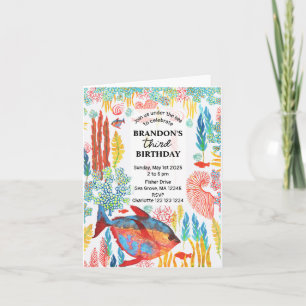 Under The Sea Ocean Animal watercolor Birthday Invitation
