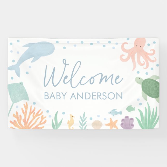 Under the Sea Ocean Animals Baby Shower Banner (Horizontal)
