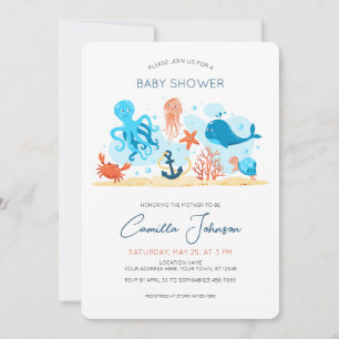 Under the Sea Ocean Animals Baby Shower Invitation