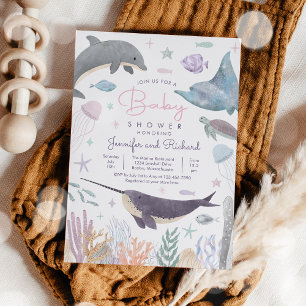 Under the Sea Ocean Animals Baby Shower  Invitation