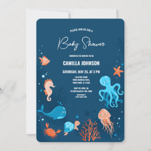 Under the Sea Ocean Animals Baby Shower Invitation