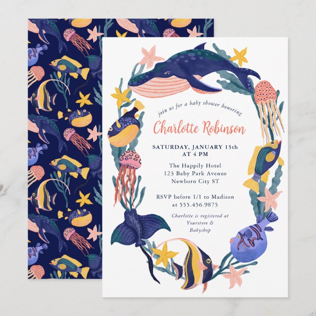 Under the Sea Ocean Animals Baby Shower Invitation (Front/Back)