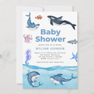 Under the Sea Ocean Animals Baby Shower Invitation