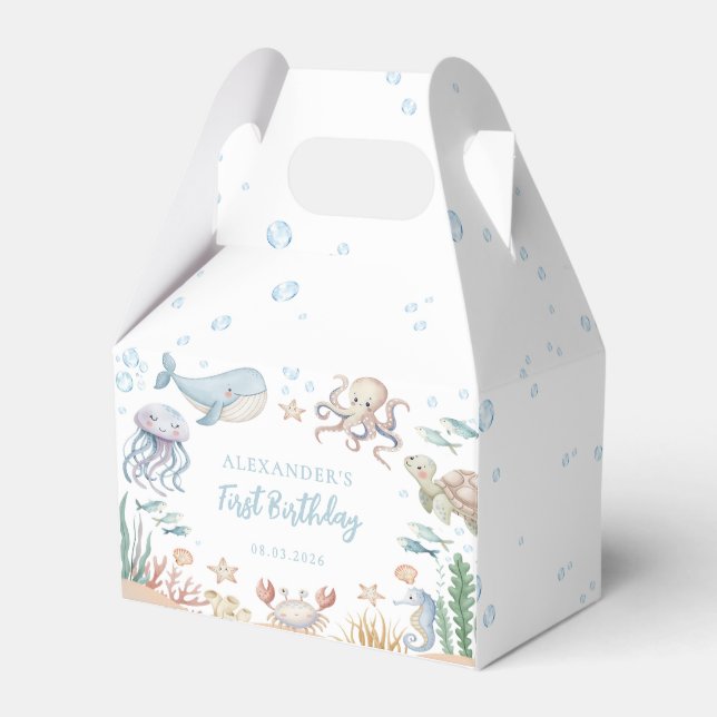 Under The Sea Ocean Animals Birthday Favour Box (Front Side)