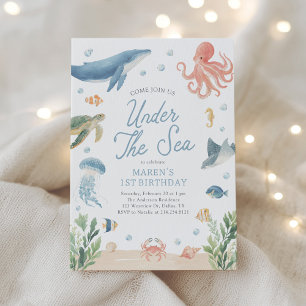 Under the Sea Ocean Animals Birthday Invitation