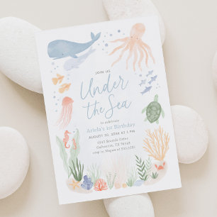 Under the Sea Ocean Animals Birthday Invitation