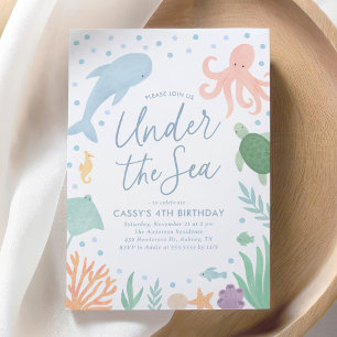 Under the Sea Ocean Animals Birthday Invitation