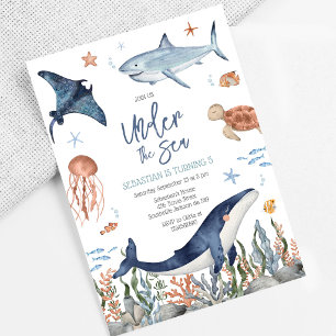 Under the Sea Ocean Animals Birthday Party Invitation
