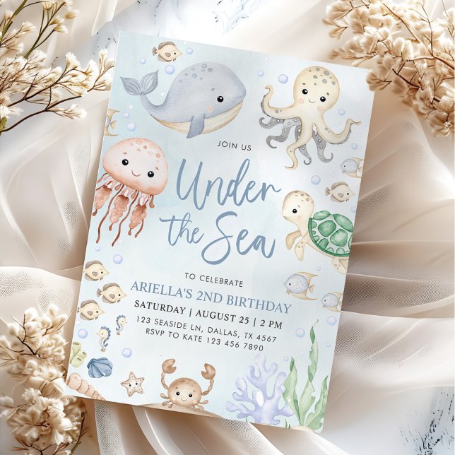 Under the Sea Ocean Animals Birthday Party Invitation (Creator Uploaded)
