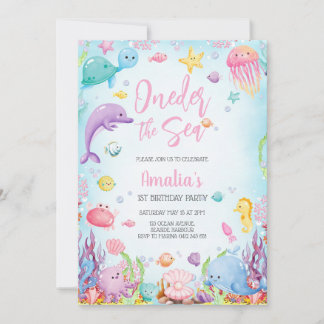 Under the Sea Ocean Animals Birthday Party Invitation