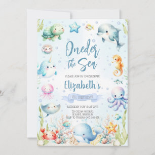 Under the Sea Ocean Animals Birthday Party Invitation