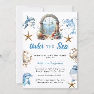 Under the sea ocean animals boy Baby Shower Invitation