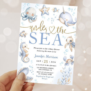 Under The Sea Ocean Animals Boy Baby Shower Invitation