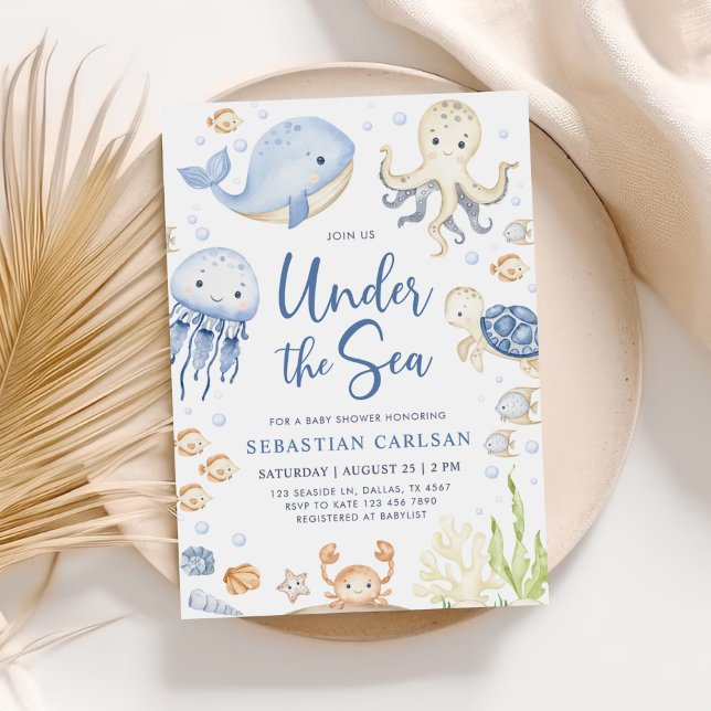 Under The Sea Ocean Animals Boy Baby Shower   Invitation (Creator Uploaded)