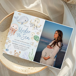 Under The Sea Ocean Animals Boy Baby Shower Photo Invitation