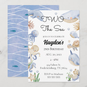 Under the Sea Ocean Animals Boys 2nd Birthday Invitation