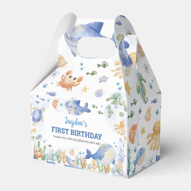 Under the Sea Ocean Animals Boys Birthday Favour Box (Front Side)