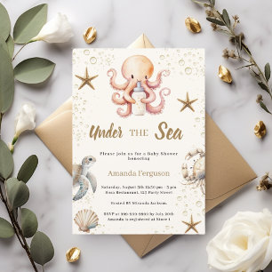 Under the sea ocean animals girl Baby Shower Invitation