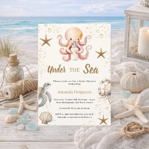 Under the sea ocean animals girl Baby Shower Invitation