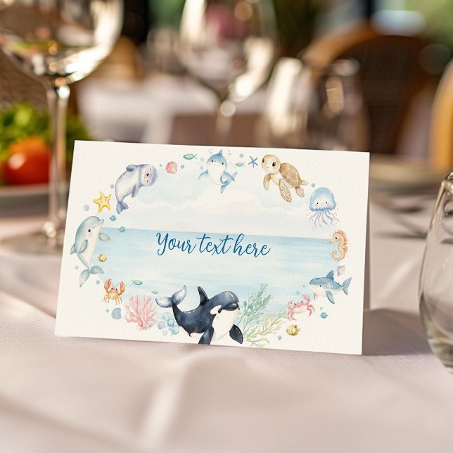 Under the Sea Ocean Animals Kids Birthday Food Place Card (Creator Uploaded)