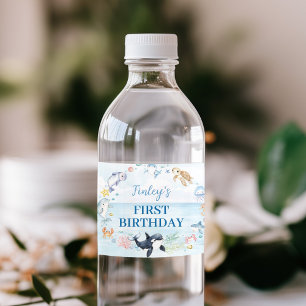 Under the Sea Ocean Animals Kids Birthday Water Bottle Label