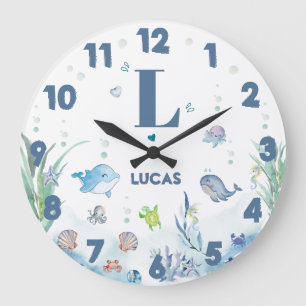 under the sea ocean animals large clock