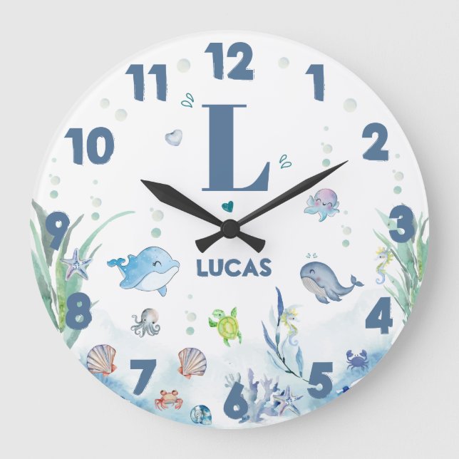 under the sea ocean animals  large clock (Front)