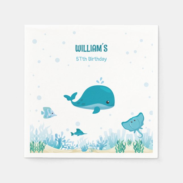 Under The Sea, Ocean Animals Napkin (Front)