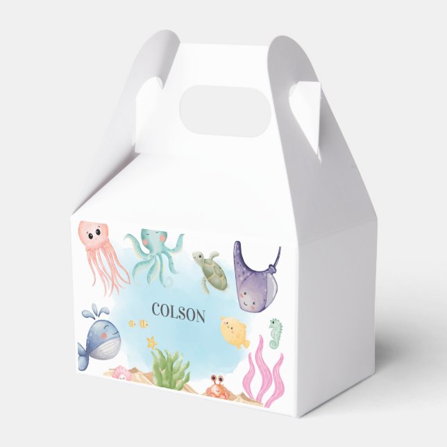 Under the Sea, Ocean Animals, Sea Creatures Favour Box (Front Side)