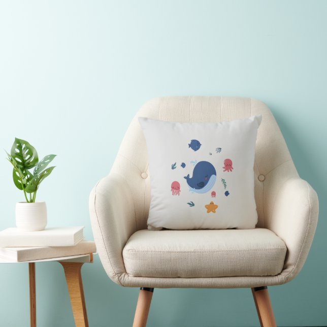 Under the Sea Ocean Animals Throw Pillow (Chair)