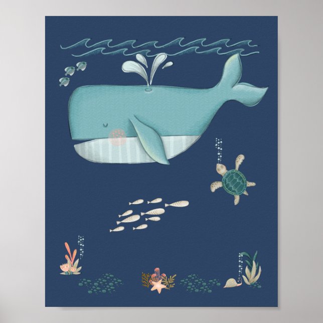 Under the Sea Ocean Animals Whale Nursery Poster (Front)