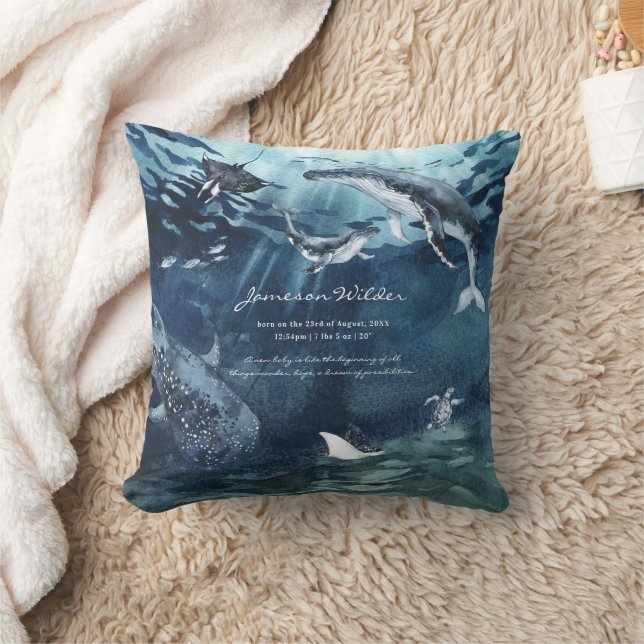Under the Sea | Ocean Baby Birth Stats Cushion (Blanket)