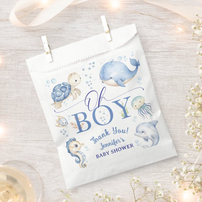 Under The Sea Ocean Baby Shower Boy Blue  Favour Bags (Clipped)
