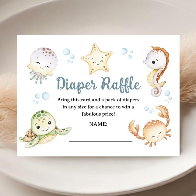 Under The Sea Ocean Baby Shower Diaper Raffle Enclosure Card (Creator Uploaded)