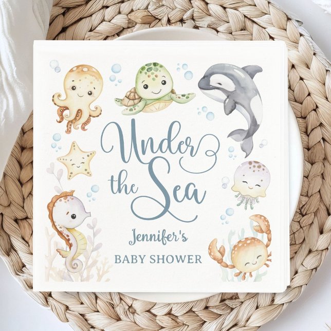 Under The Sea Ocean Baby Shower Gender Neutral  Napkin (Creator Uploaded)