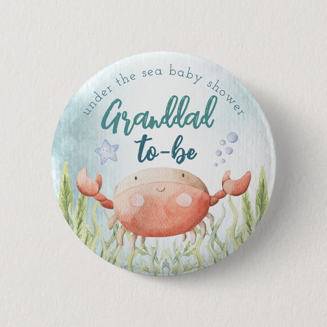 Under The Sea Ocean Baby Shower Grandmom Button (Front)