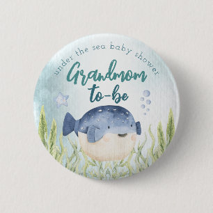 Under The Sea Ocean Baby Shower Grandmom Button