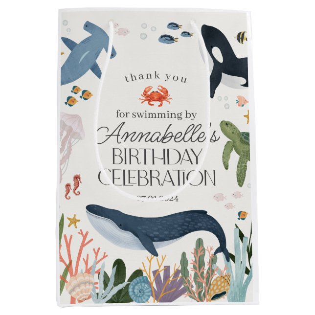 Under the Sea Ocean Birthday Party Favours Medium Gift Bag (Front)