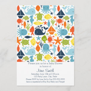 Under the Sea, Ocean Creatures Baby Shower Invitation