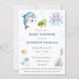 Under the Sea, Ocean Creatures Baby Shower Invitation