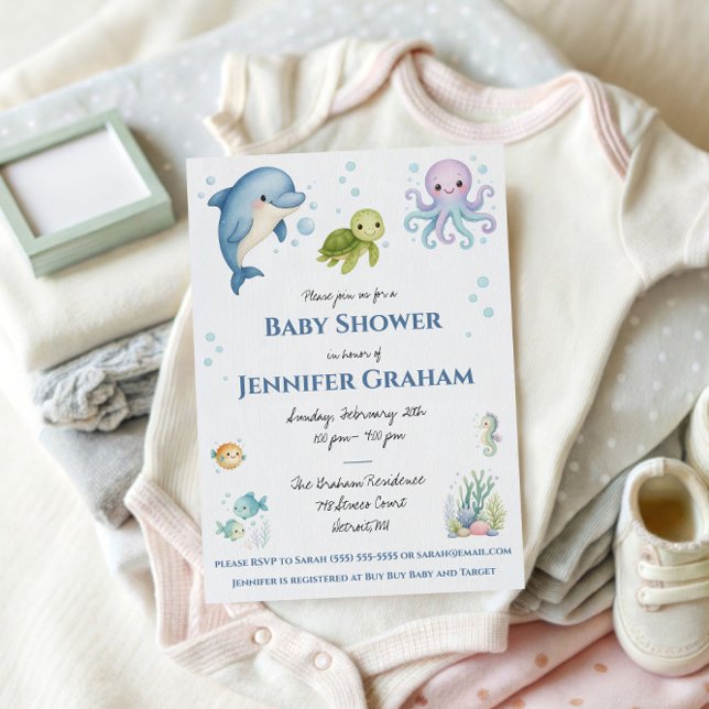 Under the Sea, Ocean Creatures Baby Shower Invitation (Creator Uploaded)