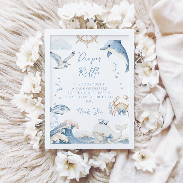 Under the Sea Ocean Diaper Raffle Baby Boy Shower Invitation (Creator Uploaded)