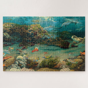 Under the sea/ocean dolphins/sea turtle/cartooned jigsaw puzzle