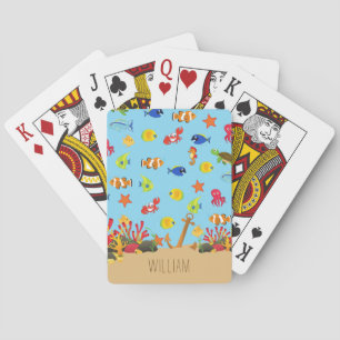 Under the Sea Ocean Fish and Anchor Kid Name Playing Cards
