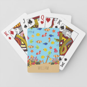  Under the Sea Ocean Fish and Anchor Kid Name Playing Cards
