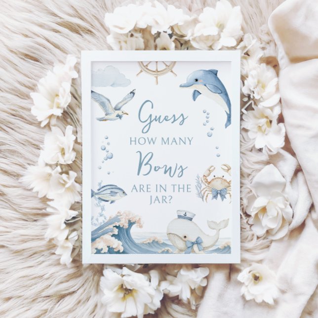 Under the Sea Ocean How Many Bows Baby Boy Shower Invitation (Creator Uploaded)