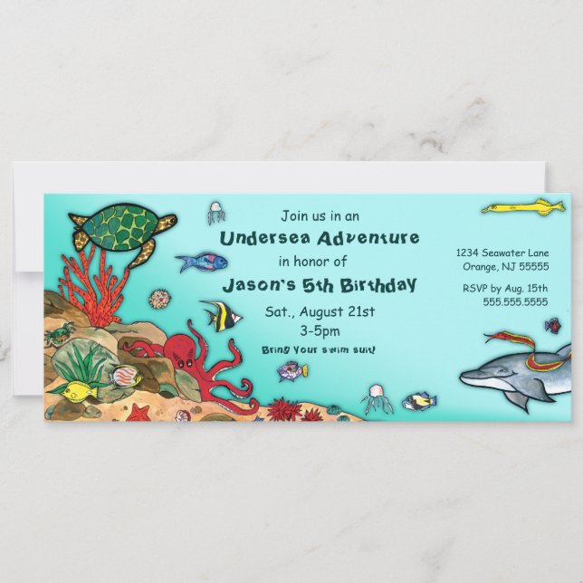 Under the Sea- Ocean Life Invitation (Front)