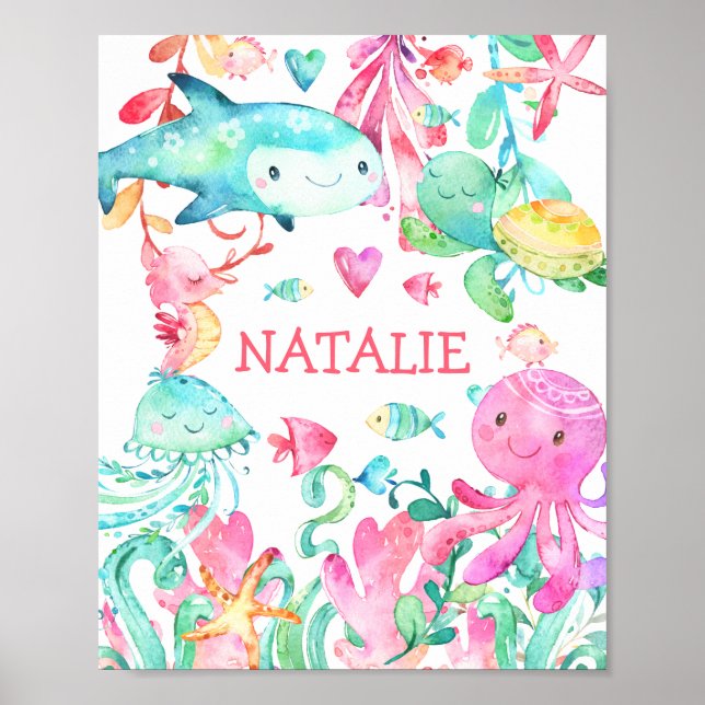 Under the Sea Ocean Personalised Nursery Print (Front)