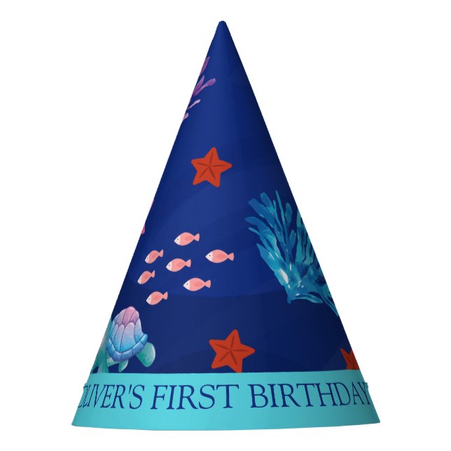 Under the Sea Ocean Sea Creatures Party Hat (Front)